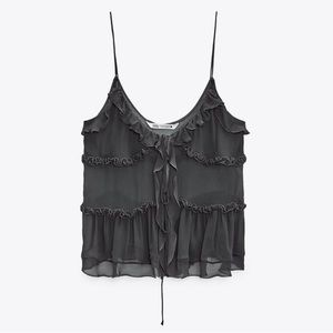 Sheer Ruffle Tank Top